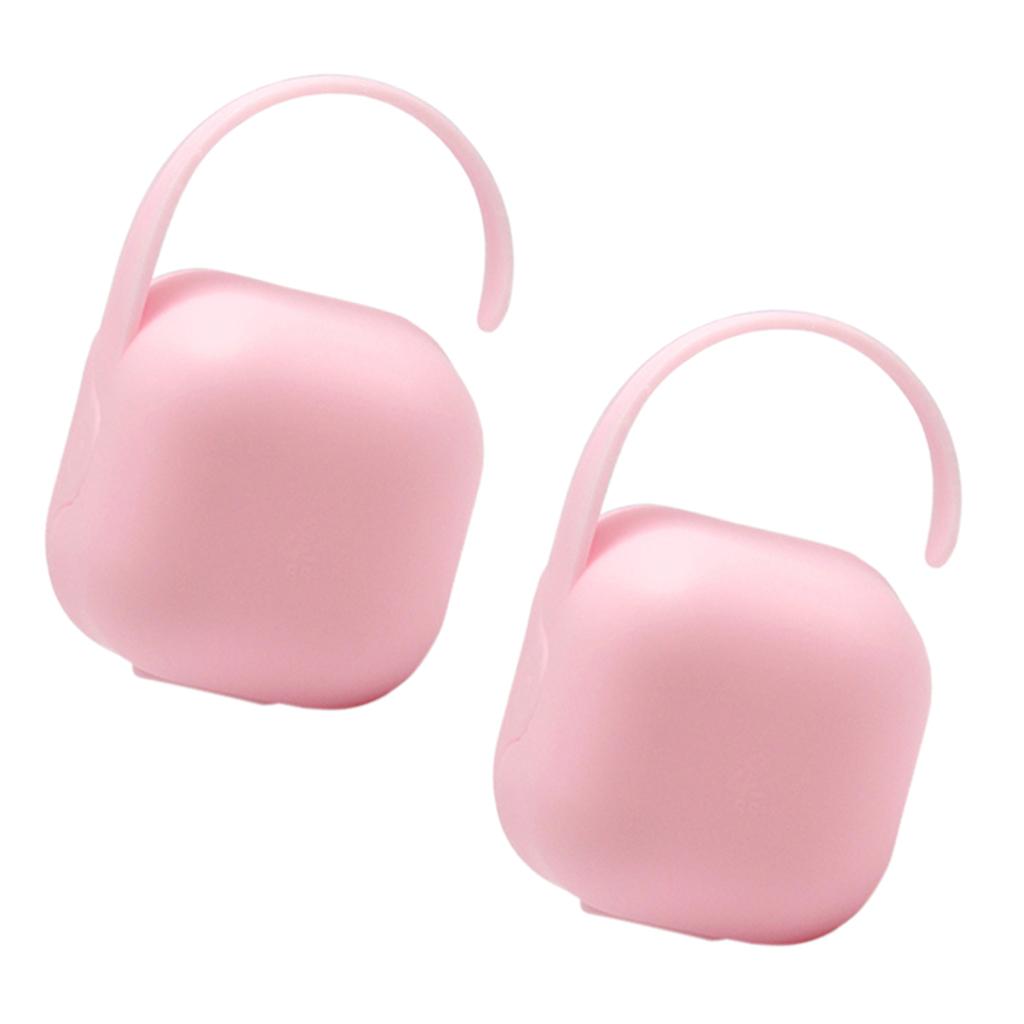 2pcs BPA-Free Nipple Shield Case & Pacifier Storage Box Pink