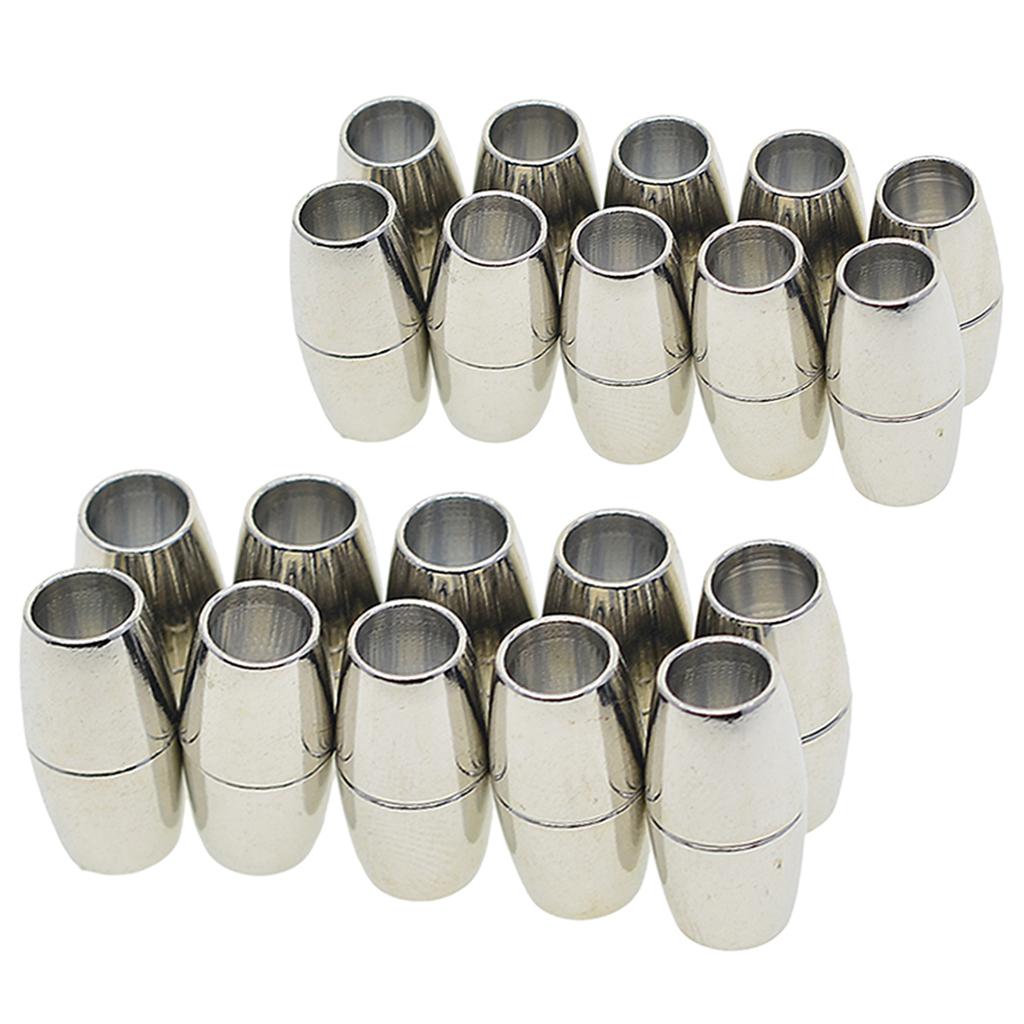20 Sets Mixed Sizes Leather Kumihimo Barrel Magnetic Clasps