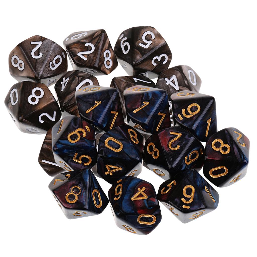 20pcs Dice D10 Polyhedral Dice for Dungeons and Dragons Table Games Props