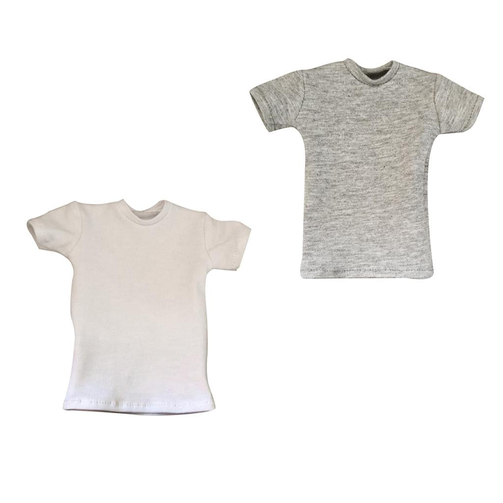 2pcs 1/6 Loose Round Neck Short T-Shirt Top for 12 inch Male Action Figure