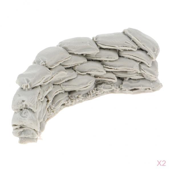2pcs 1/35 Scale Resin Model Scene Accessories Sandbags Wall C 7.5x2.5cm