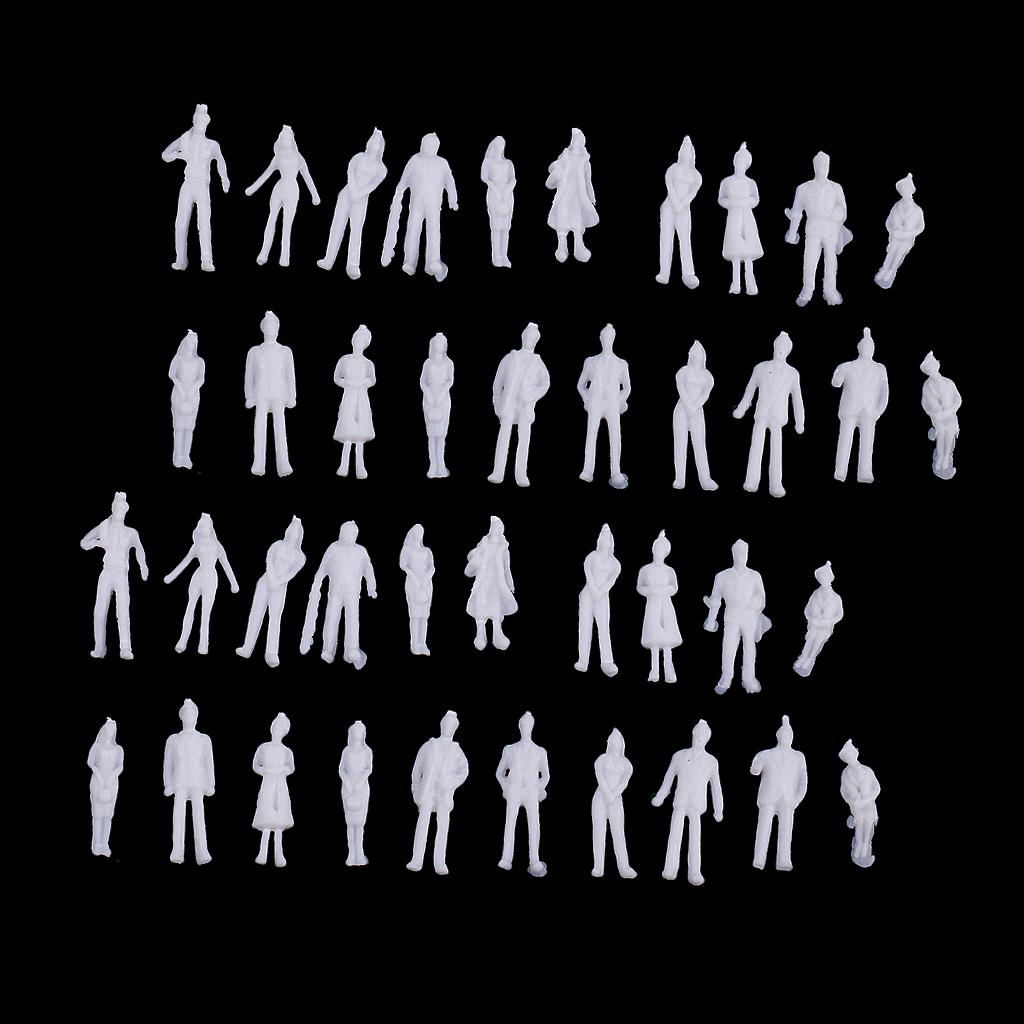 40 Pieces 1/100 Scale Unpainted Model People Architectural Figure Miniature