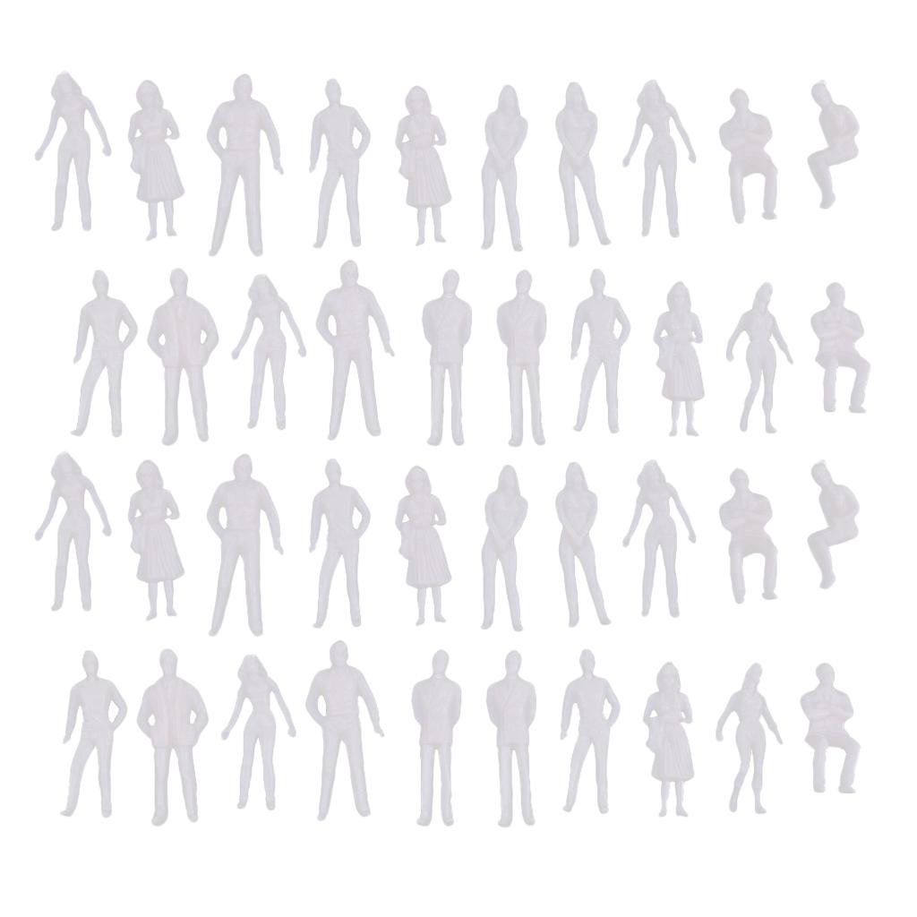 40Pieces 1/50 Scale Unpainted Model People Architectural Mini Figures Kit