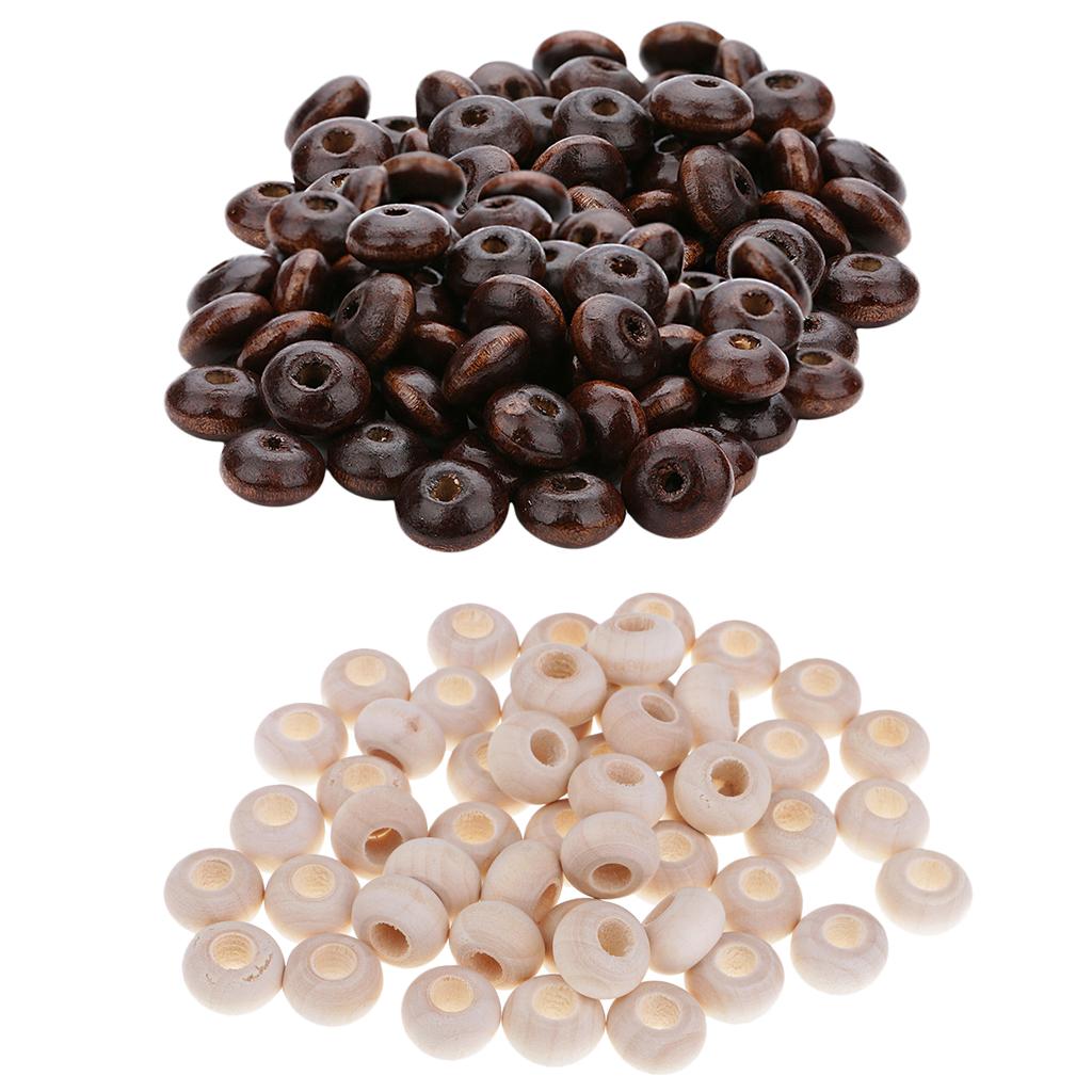 300 Pieces Natural Wooden Beads Large Hole Spacer Bead Jewelry Making Charms