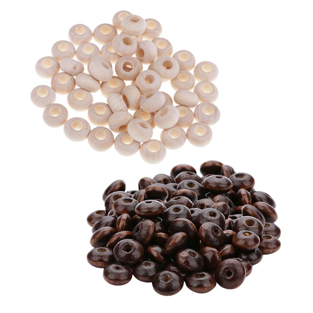 300 Pieces Natural Wooden Beads Large Hole Spacer Bead Jewelry Making Charms