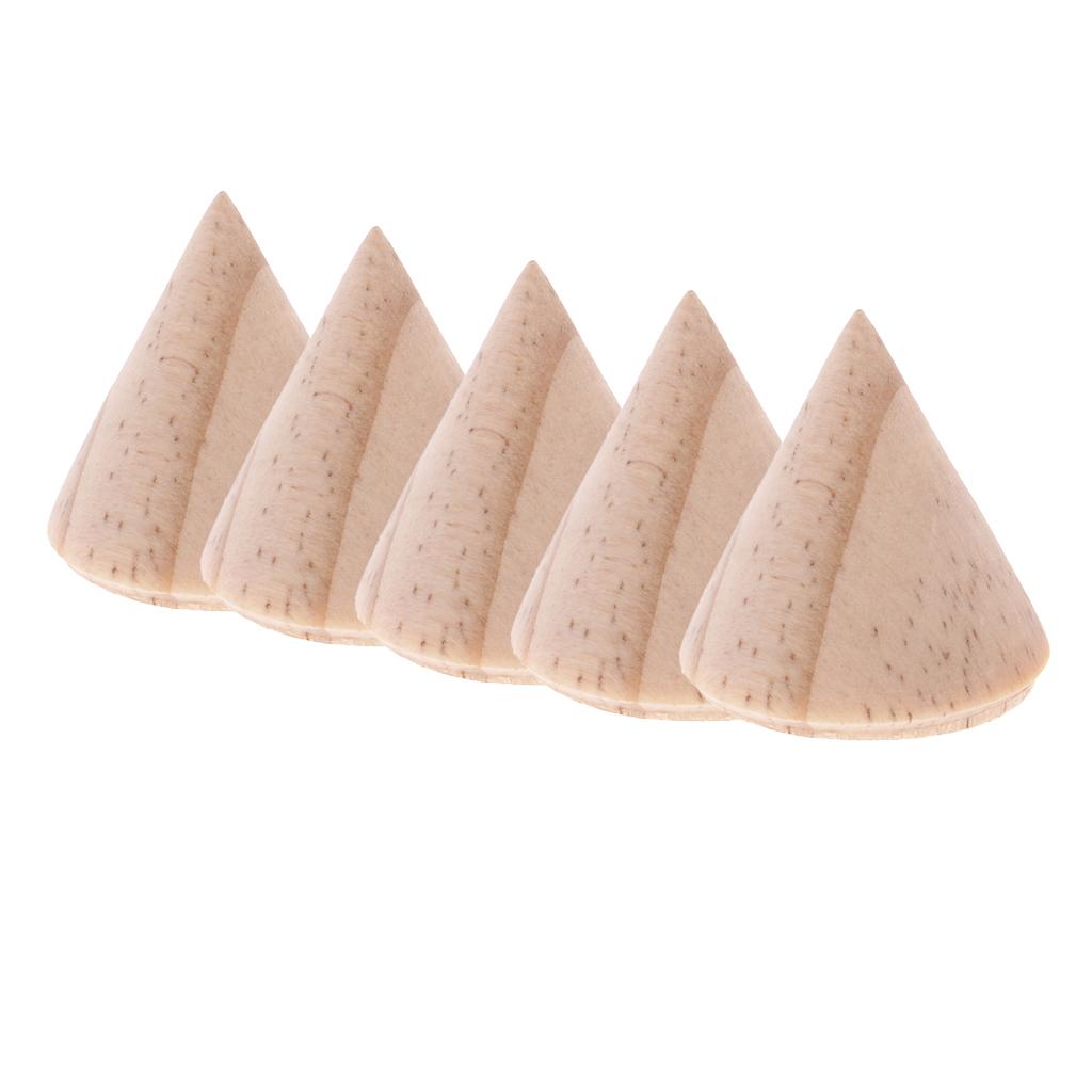 5 Pieces Unpainted Plain Cone Wooden Ring Band Jewelry Display Stand Holder