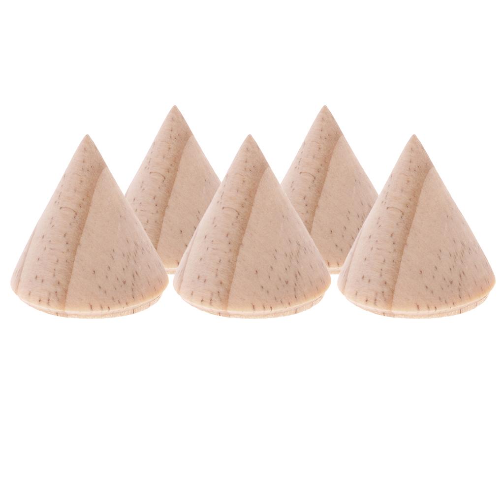 5 Pieces Unpainted Plain Cone Wooden Ring Band Jewelry Display Stand Holder