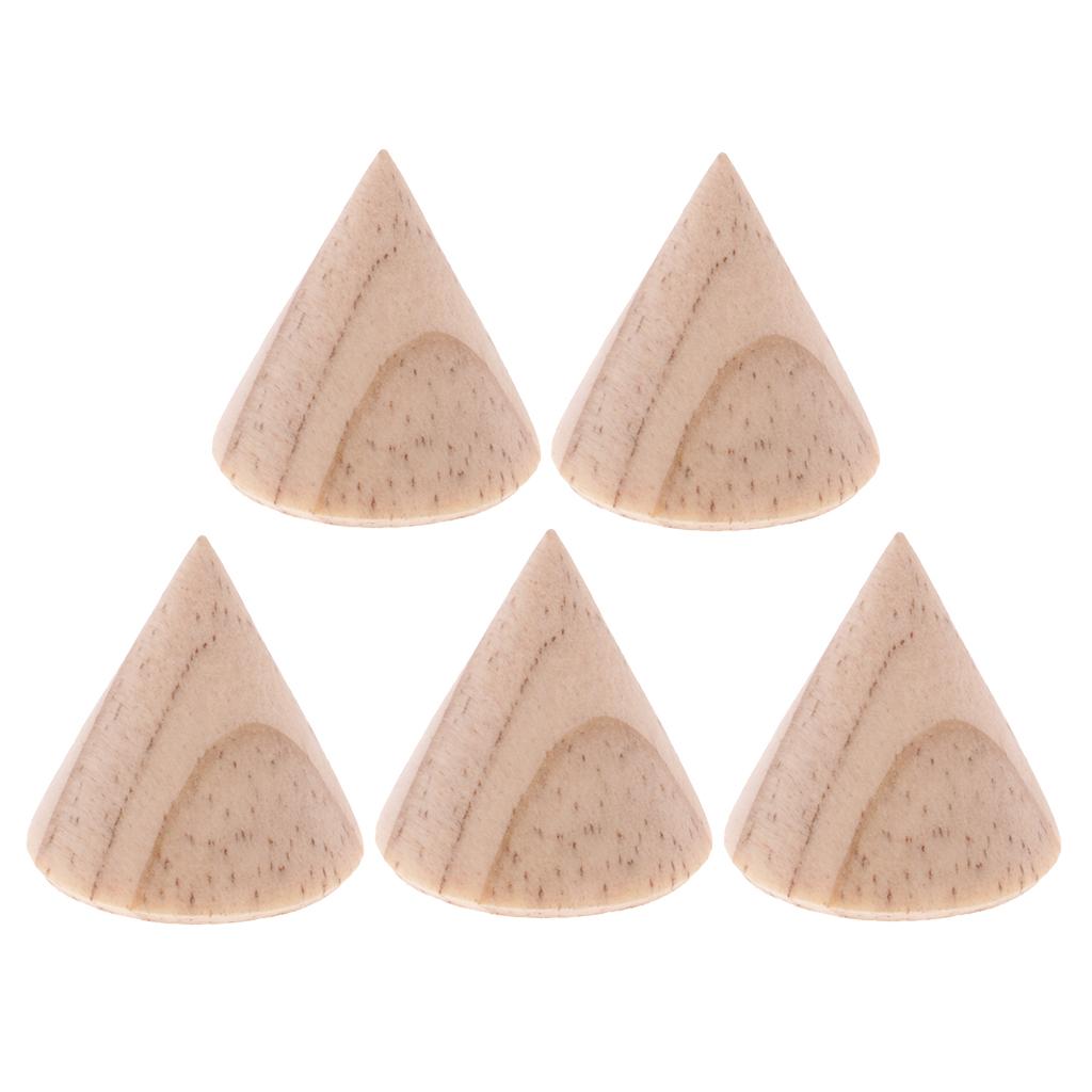 5 Pieces Unpainted Plain Cone Wooden Ring Band Jewelry Display Stand Holder