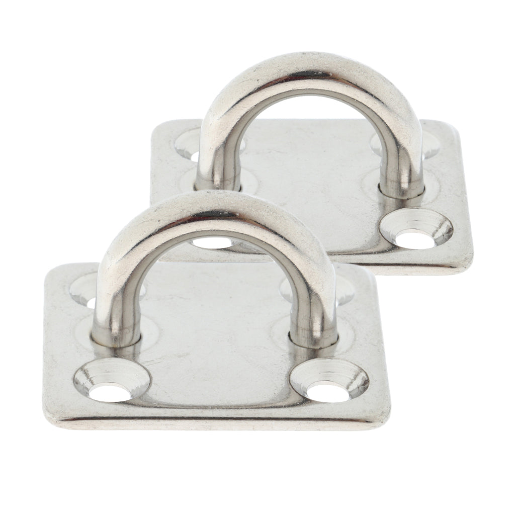 2Pc Heavy Duty Stainless Steel Square Pad Eye Plate Sail Marine Boat Fitting