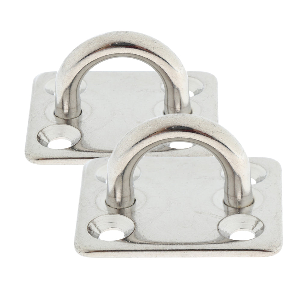 2Pc Heavy Duty Stainless Steel Square Pad Eye Plate Sail Marine Boat Fitting