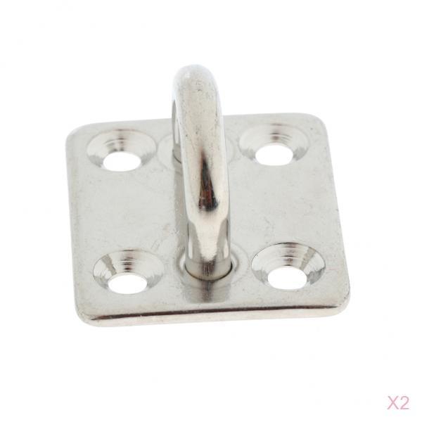 2Pc Heavy Duty Stainless Steel Square Pad Eye Plate Sail Marine Boat Fitting