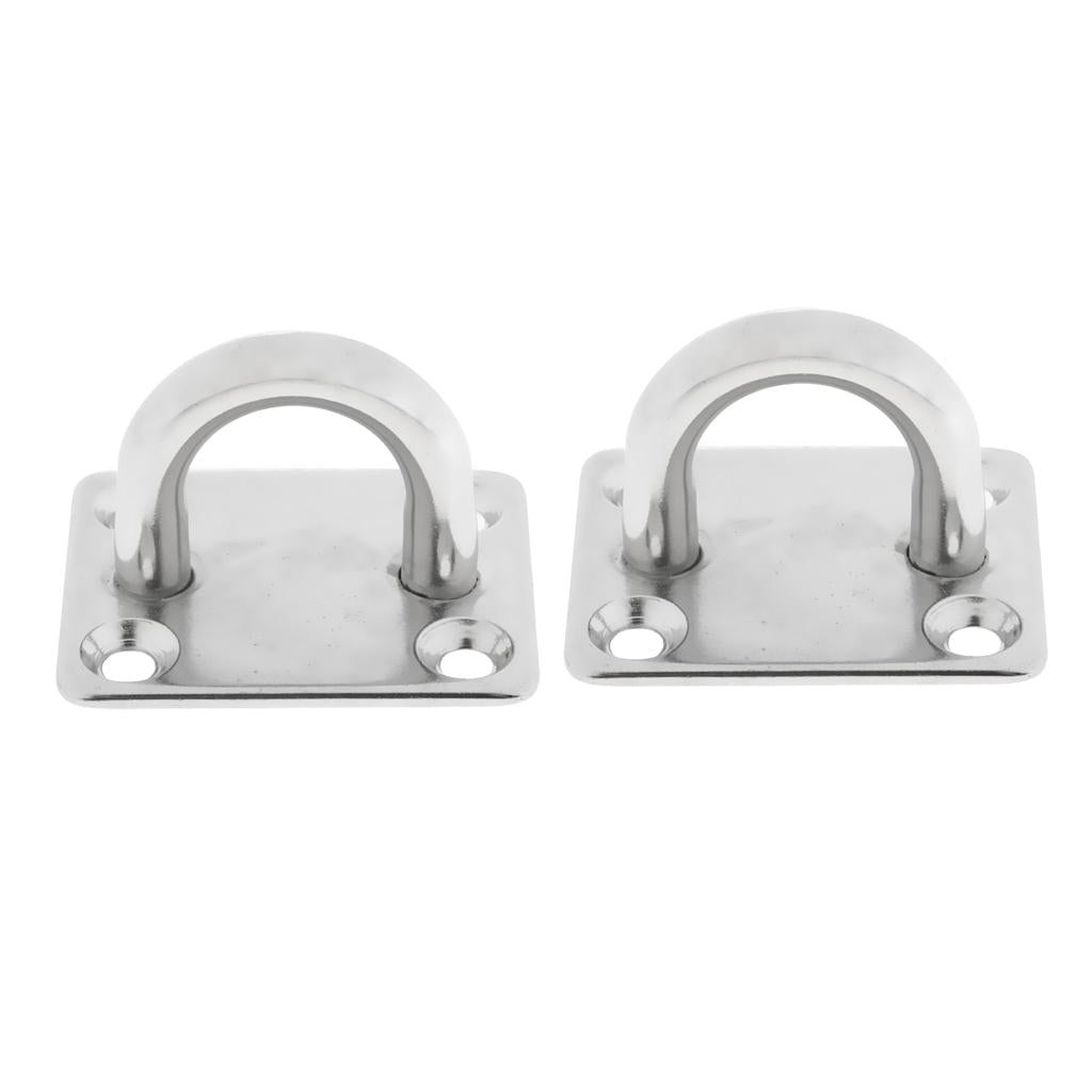 2Pcs Boat Marine Stainless Steel Square Eye Plates Anchor Pad Deck Hardware