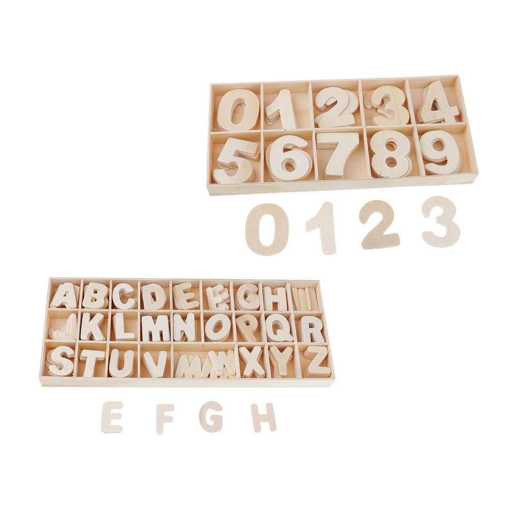 216Pc Craft Natural Wood Letters Alphabet Number with Storage Tray Kids Toys