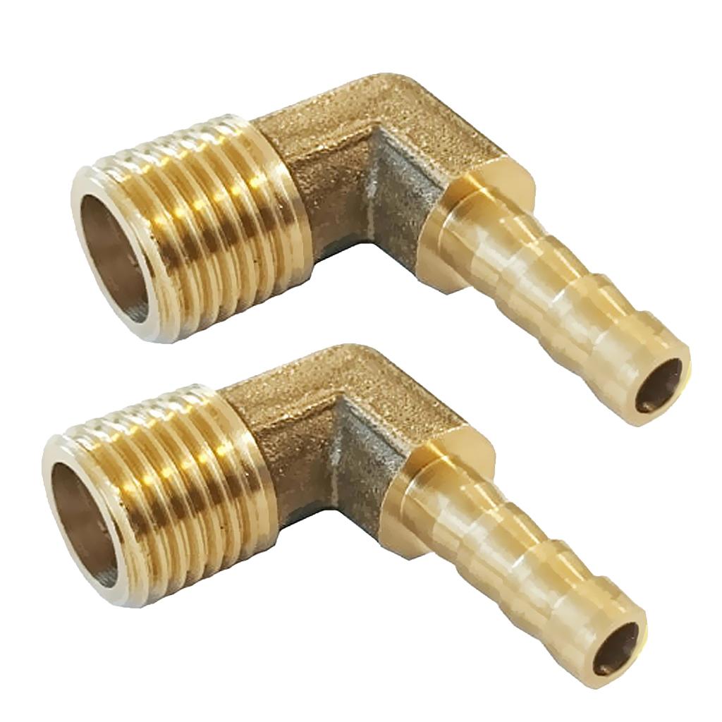 1/4 BSP to 6mm+8mm Brass 90 Male Elbow Barbed Hose Tail Pipe Gas Fittings