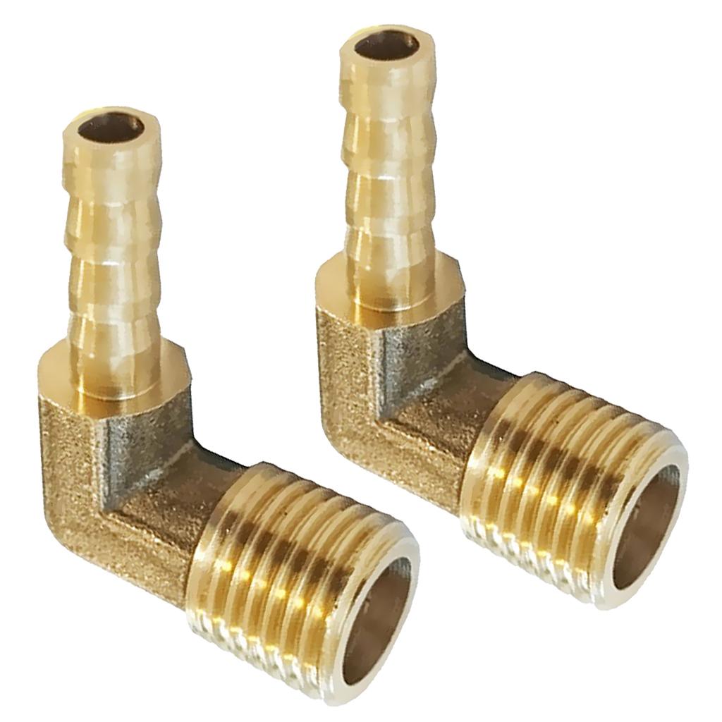 1/4 BSP to 6mm+8mm Brass 90 Male Elbow Barbed Hose Tail Pipe Gas Fittings