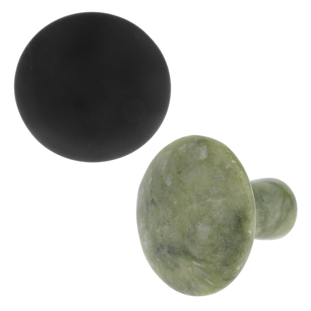 2 Pieces Home SPA Gua Sha Warm Massage Stone Natural Basalt Hot Rocks