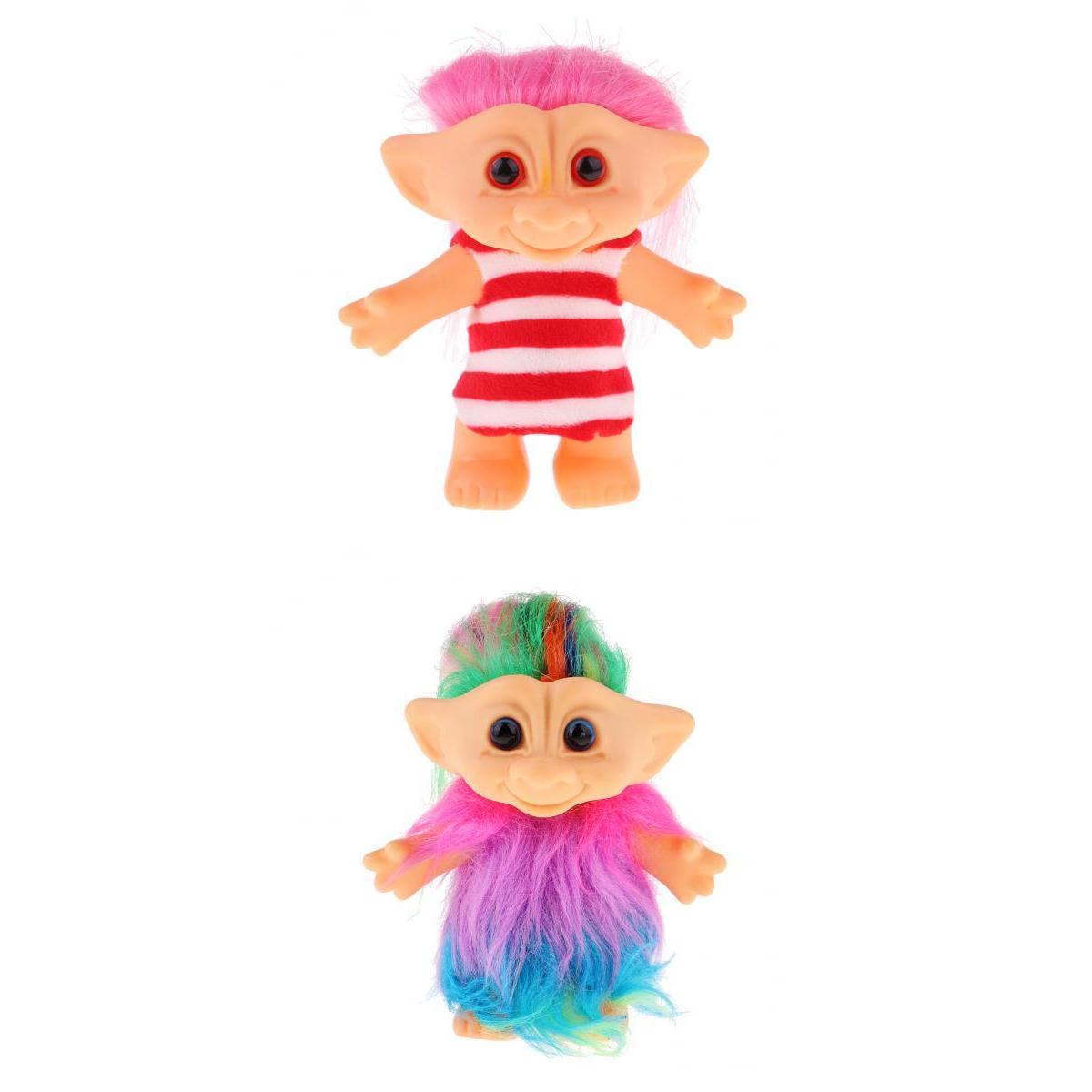 Chromatic 2 Pieces Lucky Troll Doll Mini Action Figures Toy Cake Decoration