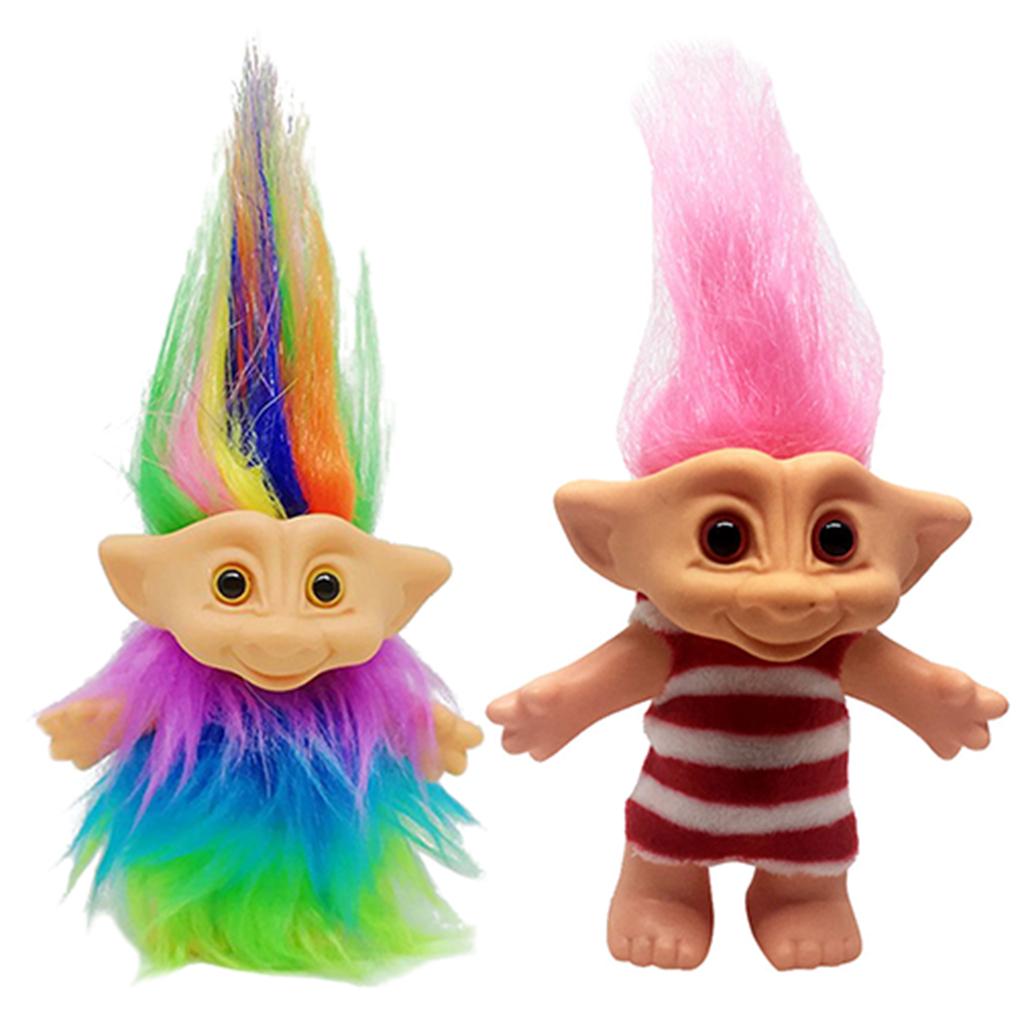 Chromatic 2 Pieces Lucky Troll Doll Mini Action Figures Toy Cake Decoration
