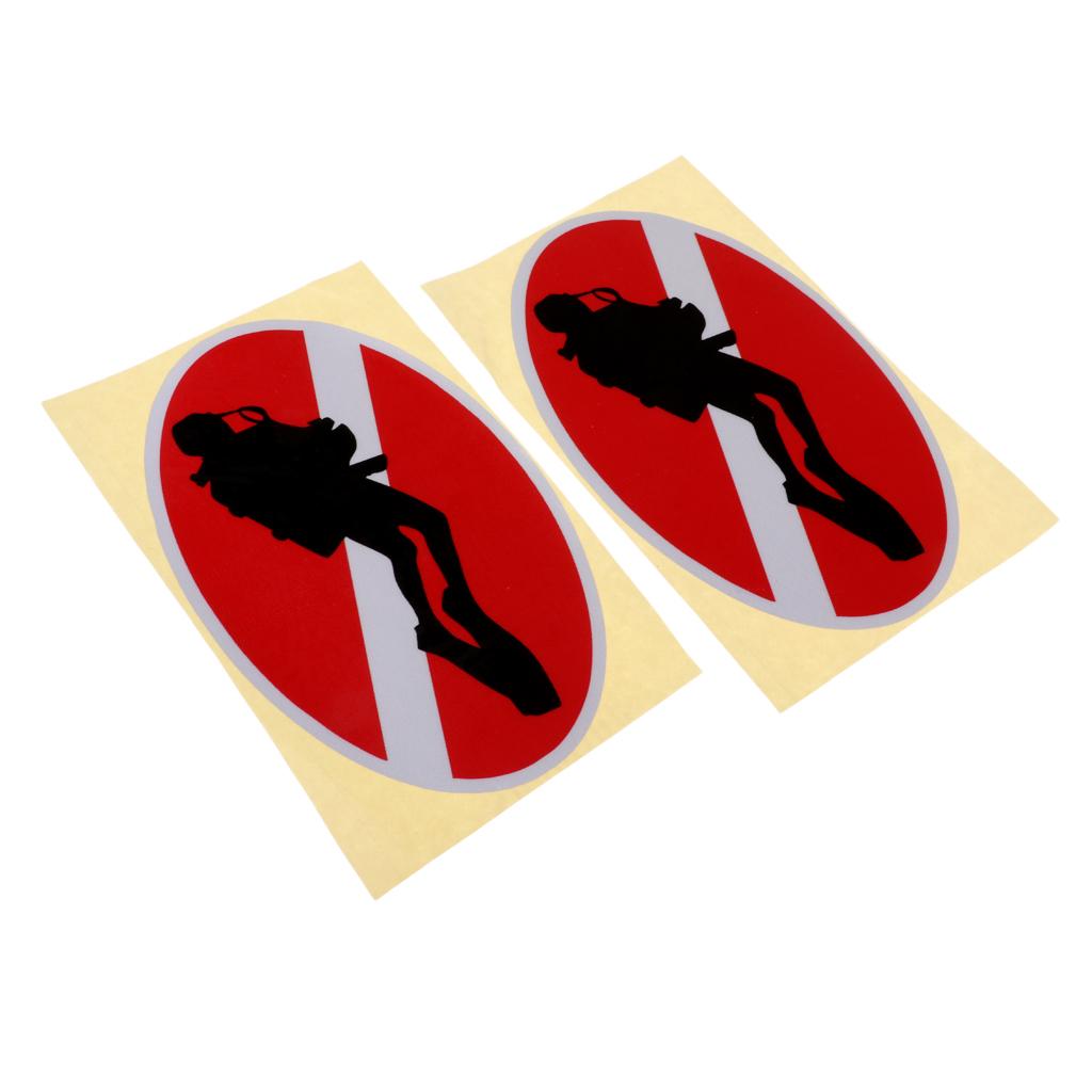 4 Pieces Reflective Scuba Diving Diver Kayak Sticker Decal Diver Down