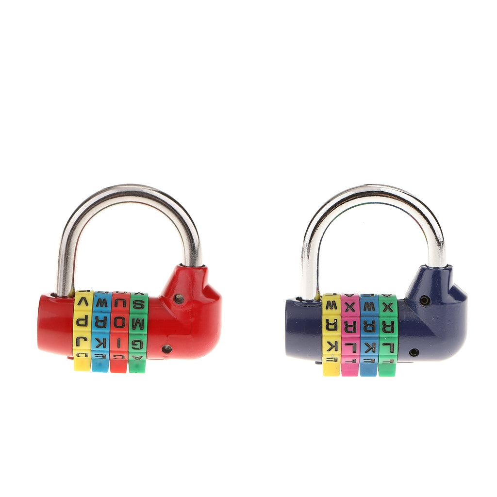 2 Packs 4 Digit Dial Letter Combination Padlock Travel Luggage Suitcase Lock