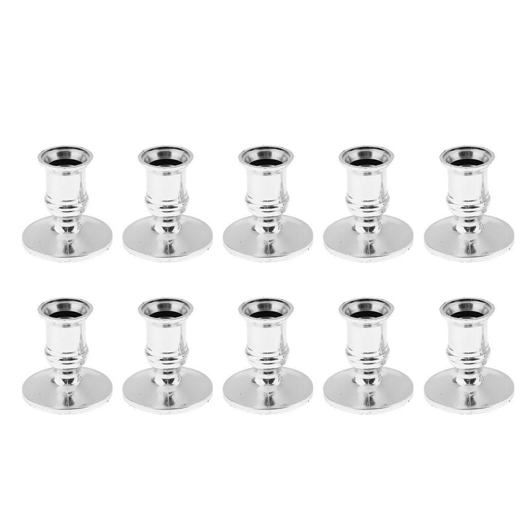 10pcs Plastic Pillar Candle Base Electronic Taper Candle Stand Base Silver