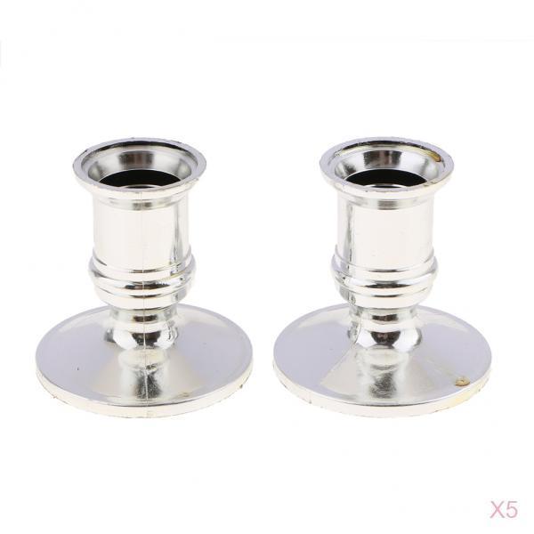 10pcs Plastic Pillar Candle Base Electronic Taper Candle Stand Base Silver