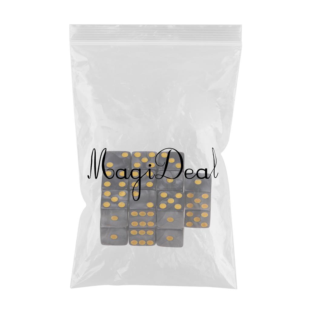 20 Pieces Six Sided D6 Dice Square Dotted for Dungeons and Dragons Toys Gray