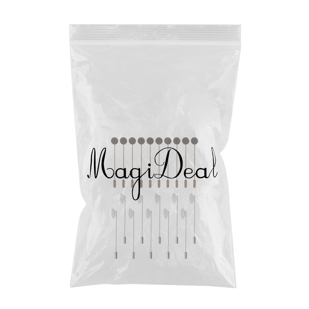 20Pcs Blank Tray Glue On Pad Lapel Stick Pin DIY Clutch Boutonniere Brooch