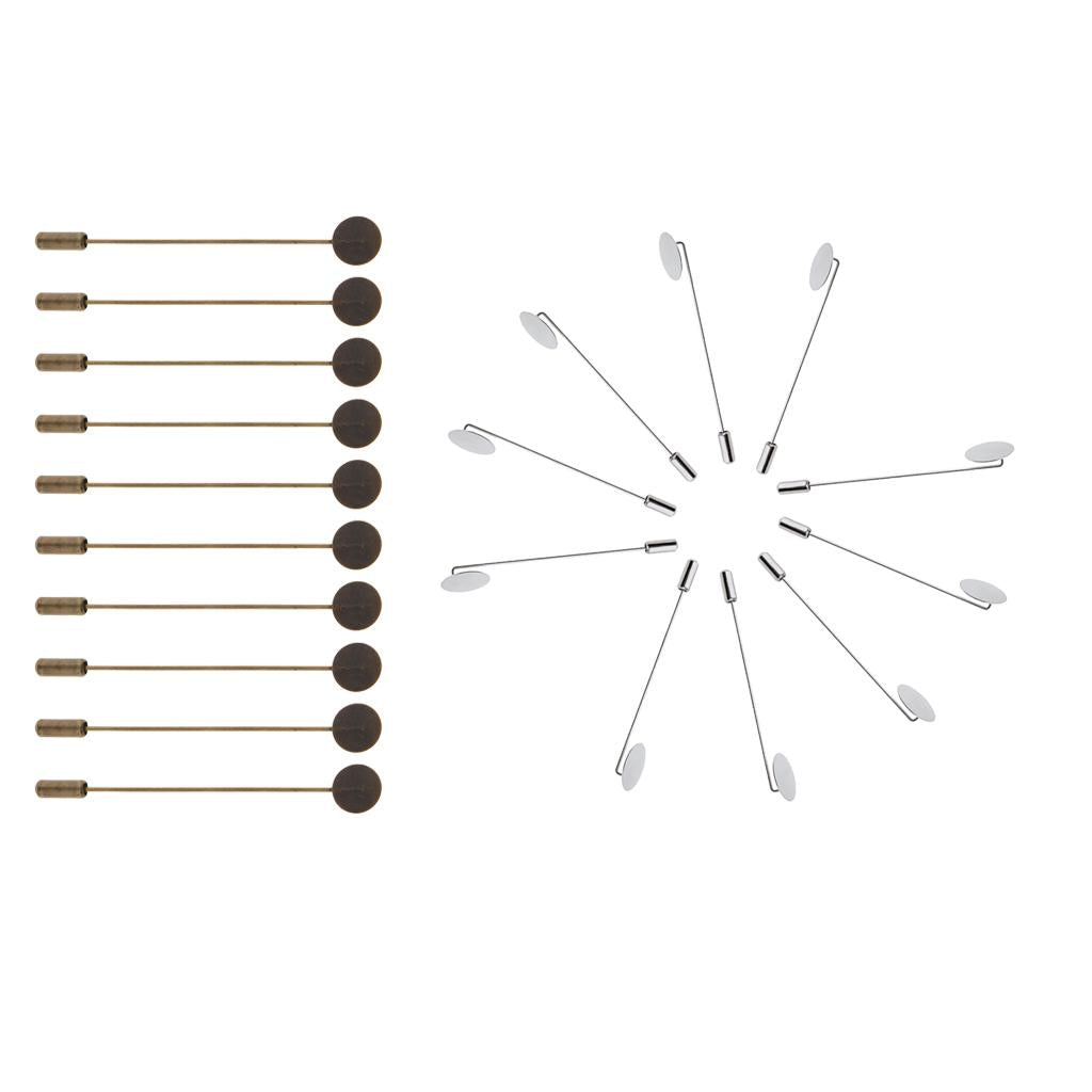 20Pcs Blank Tray Glue On Pad Lapel Stick Pin DIY Clutch Boutonniere Brooch