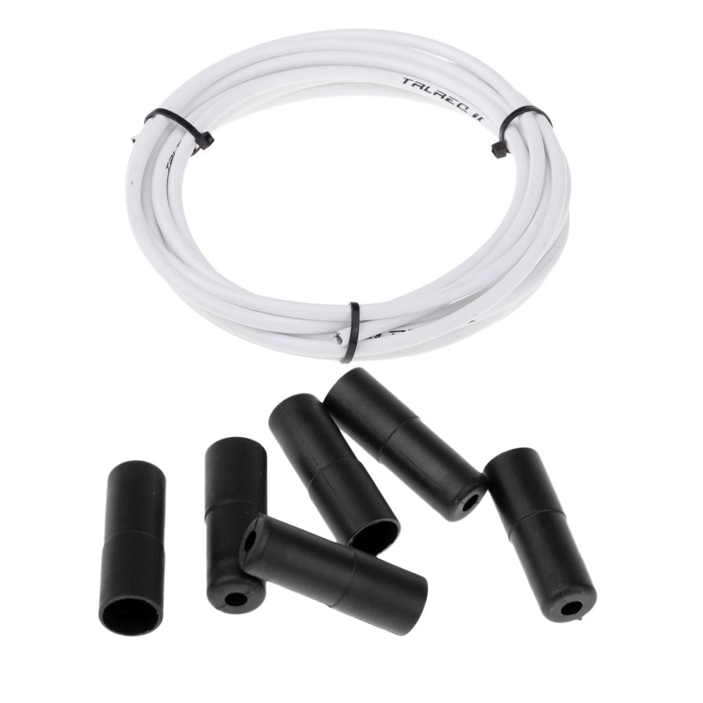 Bicycle Brake Cable Line Housing Tube Pipe Wire Cover with 6 End Cap White