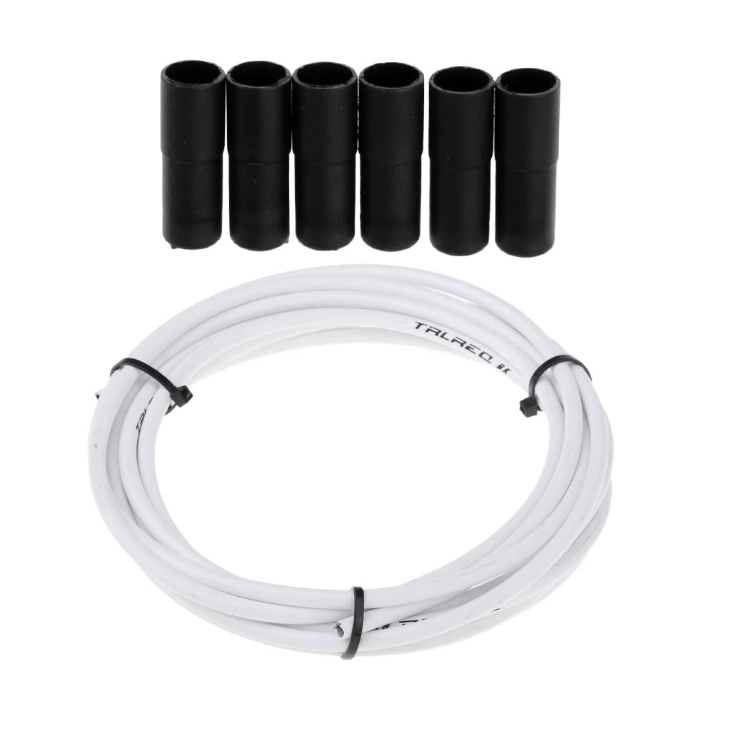 Bicycle Brake Cable Line Housing Tube Pipe Wire Cover with 6 End Cap White