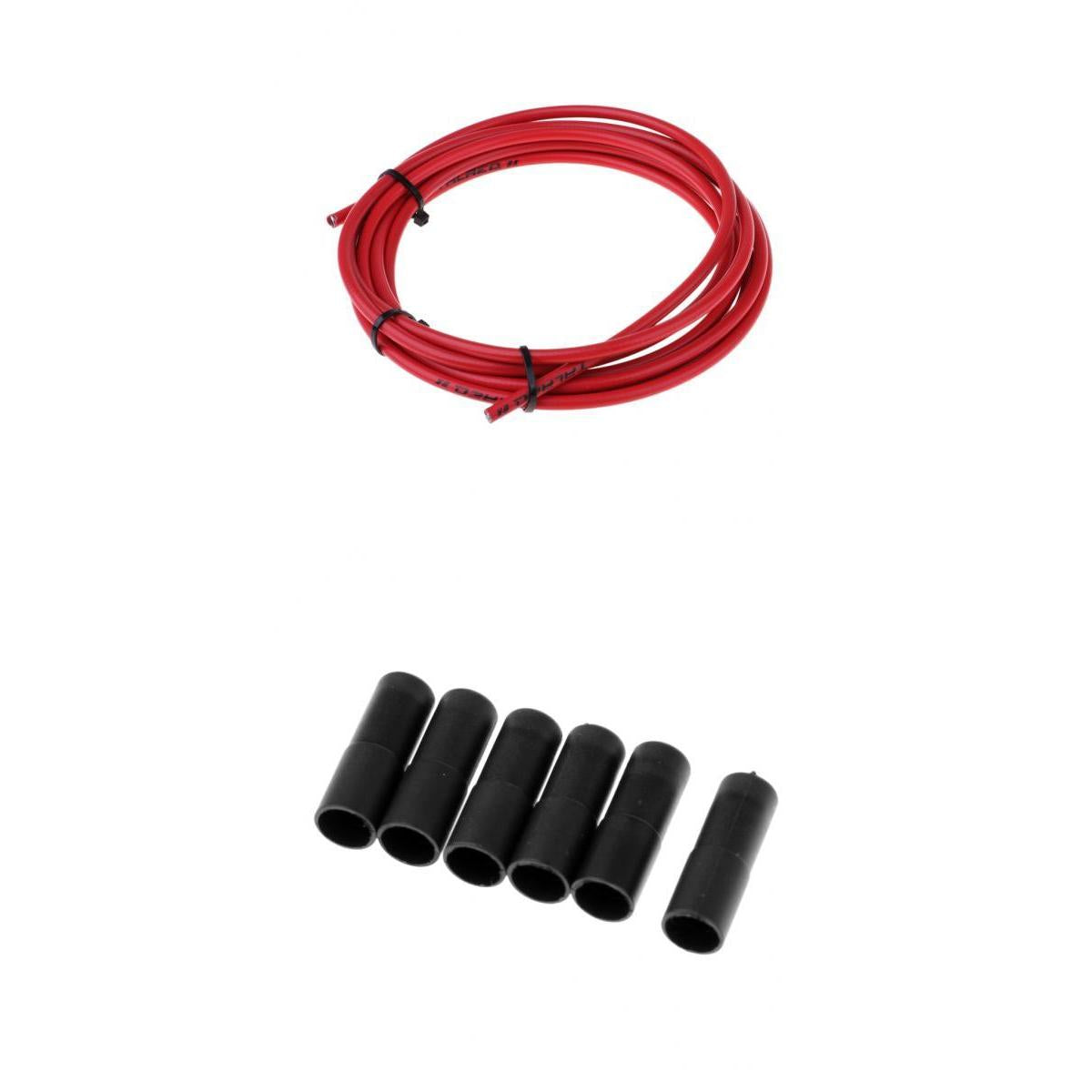 Bicycle Brake Cable Line Housing Tube Pipe Wire Cover with 6 End Cap Red