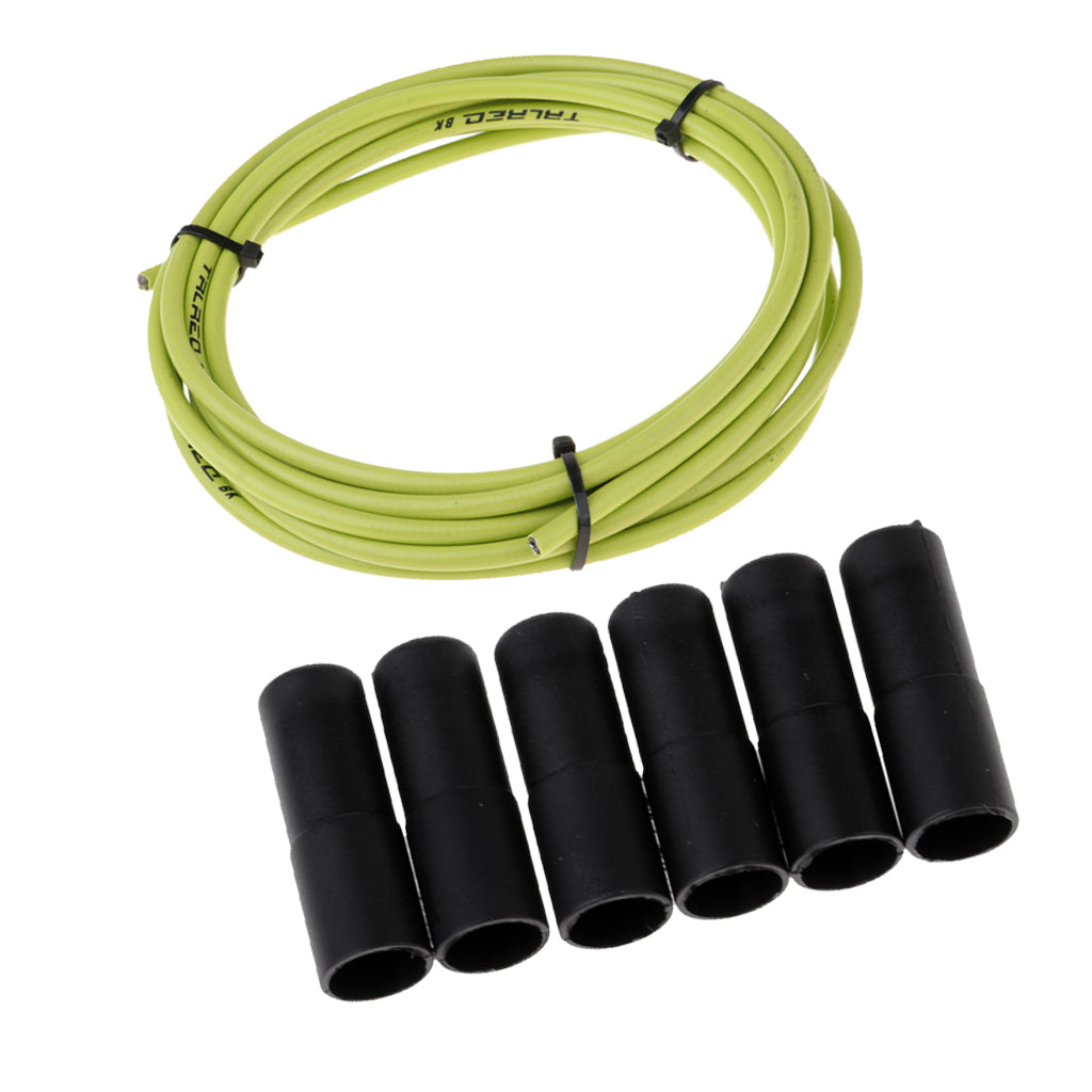 Bicycle Brake Cable Line Housing Tube Pipe Wire Cover with 6 End Cap Green