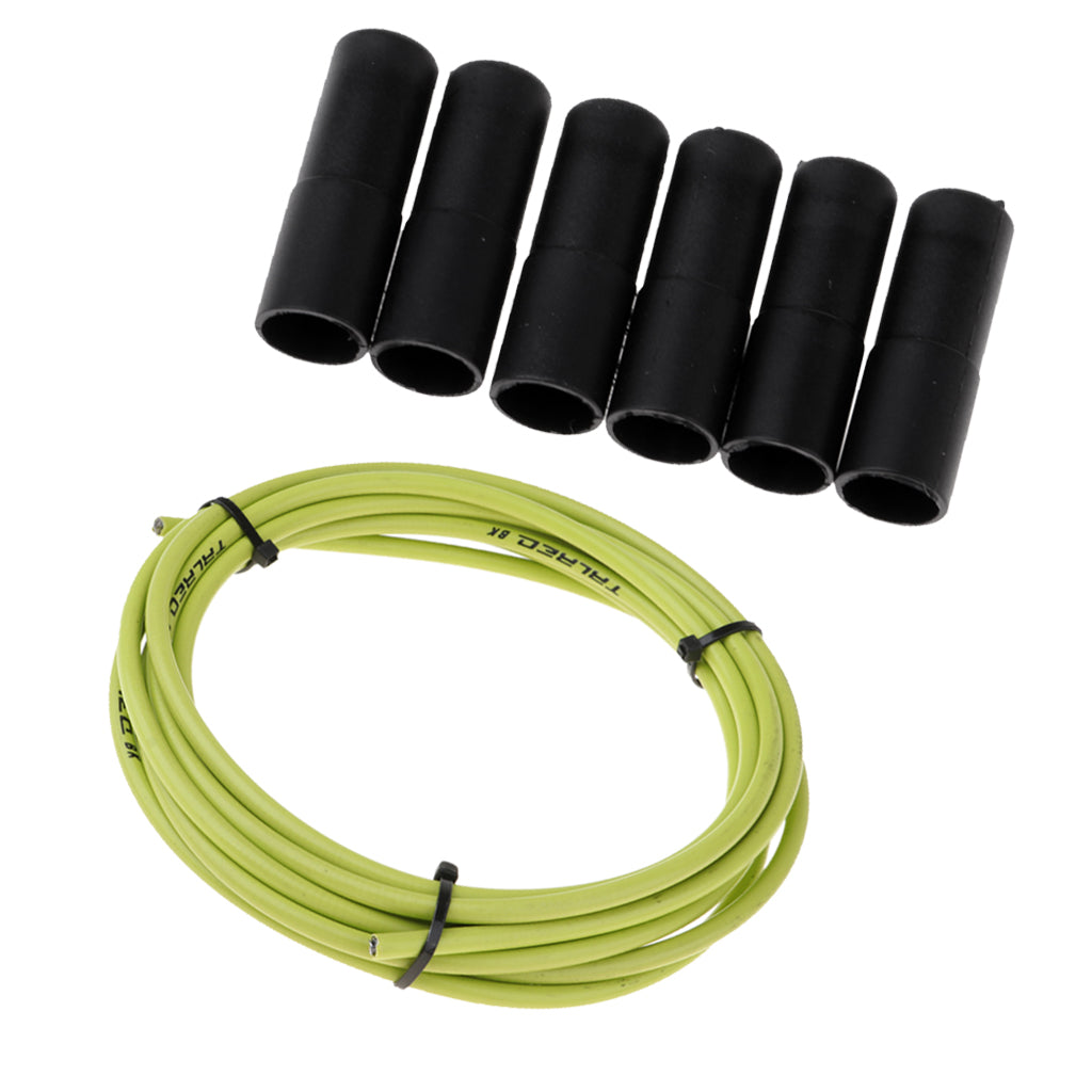Bicycle Brake Cable Line Housing Tube Pipe Wire Cover with 6 End Cap Green