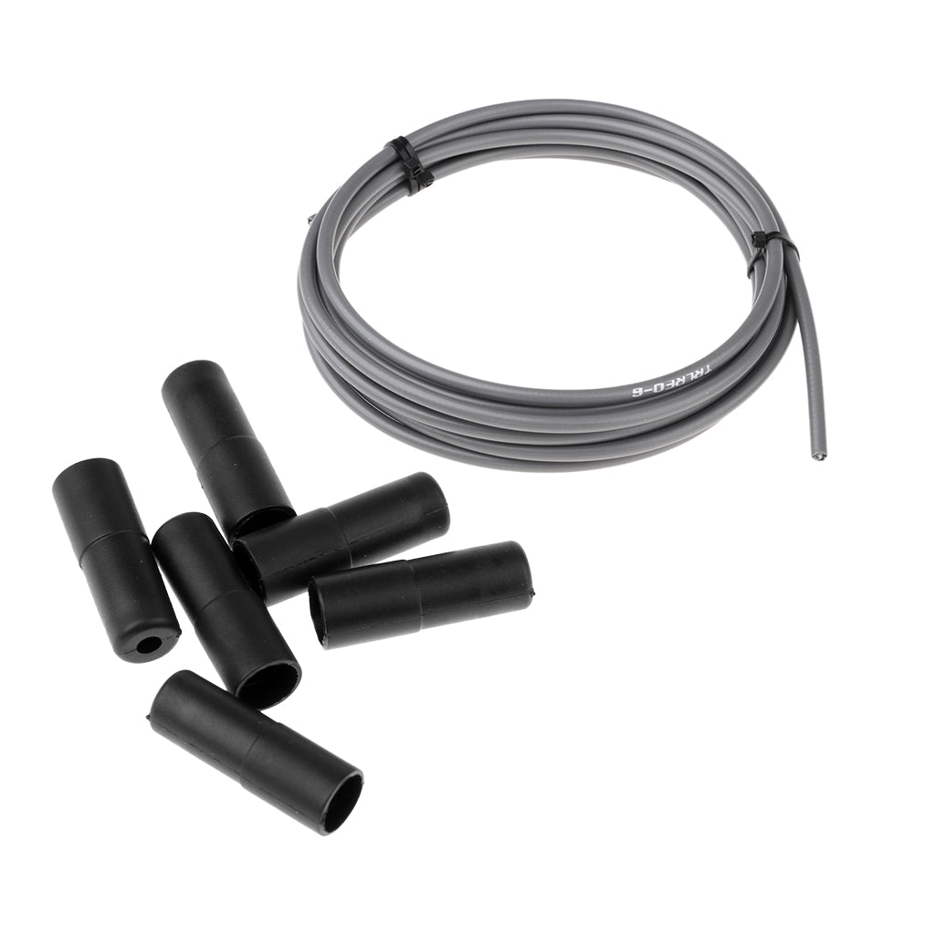 Bicycle Brake Cable Line Housing Tube Pipe Wire Cover with 6 End Cap Gray