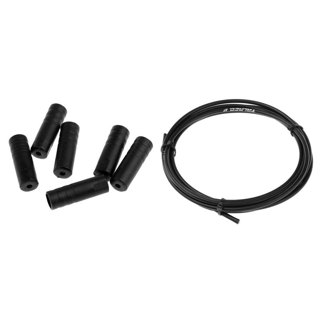 Bike Shifter Derailleur Cable Line Housing Tube Pipe & 6pcs End Cap Tube Tip Black