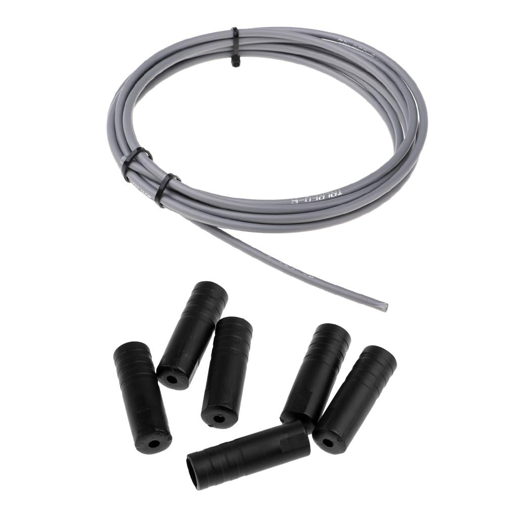 Bike Shifter Derailleur Cable Line Housing Tube Pipe & 6pcs End Cap Tube Tip Gray