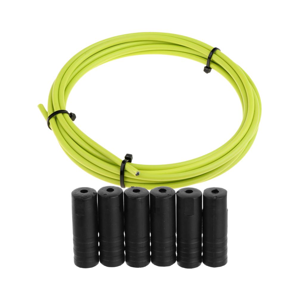 Bike Shifter Derailleur Cable Line Housing Tube Pipe & 6pcs End Cap Tube Tip Green