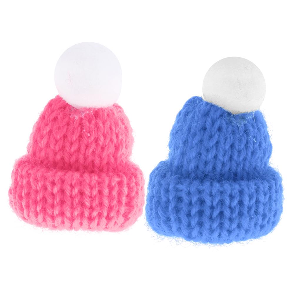 1/12 Dollhouse Miniature Beanie Hat Winter Cap Clothes Decor Pink & Blue