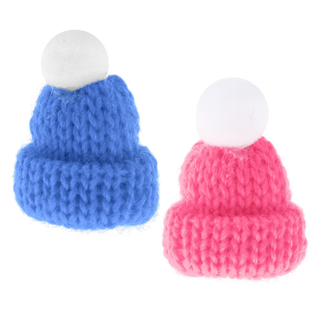 1/12 Dollhouse Miniature Beanie Hat Winter Cap Clothes Decor Pink & Blue