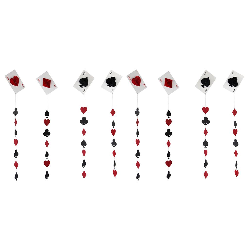 8x Casino Party Paper Poker Card Honeycomb Ball Garlands Hanging Decorations