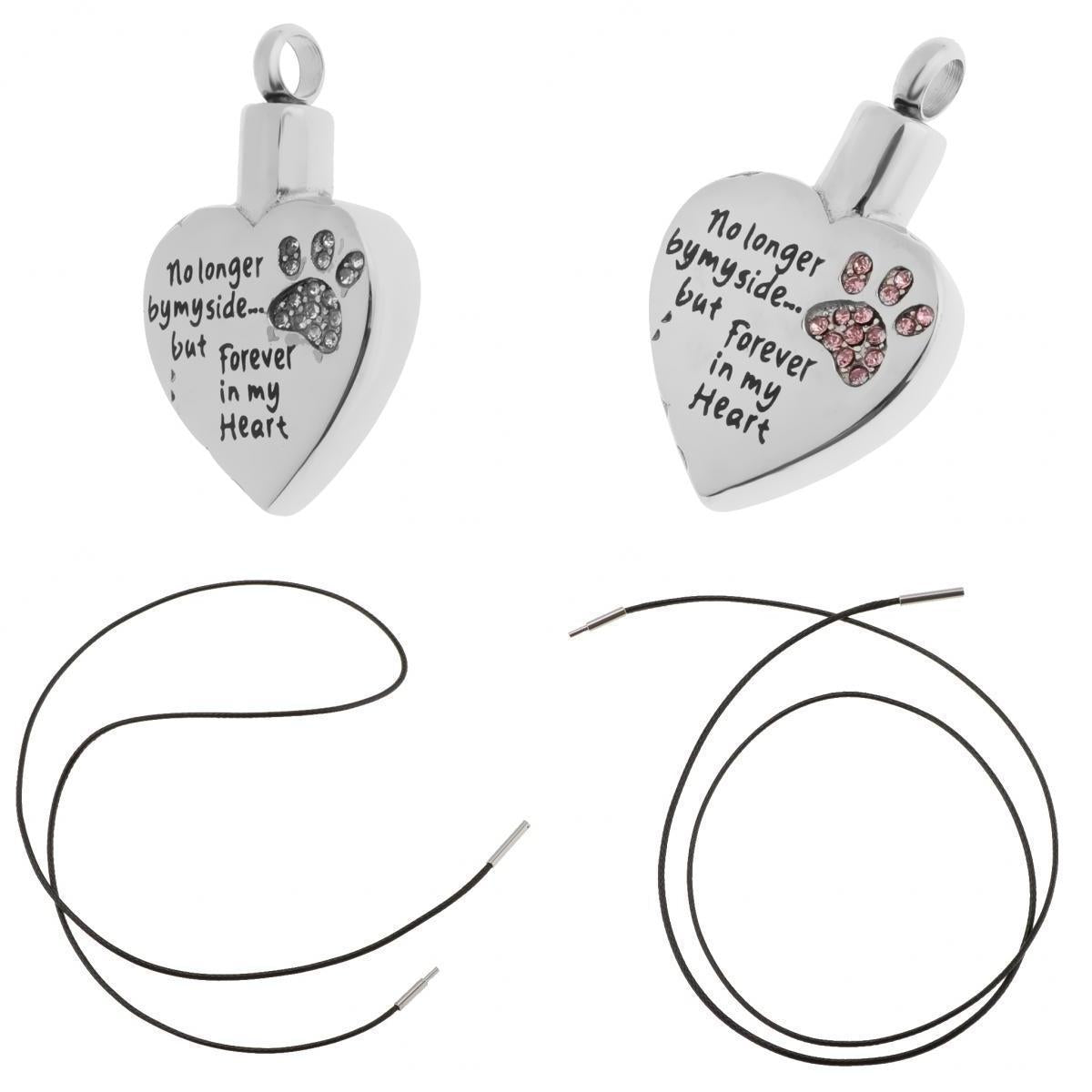 4 Pieces Stainless Steel Heart Ash Urn Pendant Memorial Cremation Wax Cord
