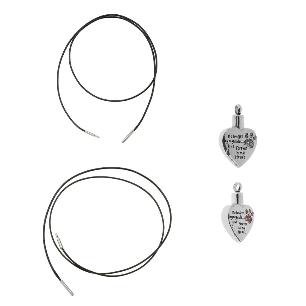 4 Pieces Stainless Steel Heart Ash Urn Pendant Memorial Cremation Wax Cord