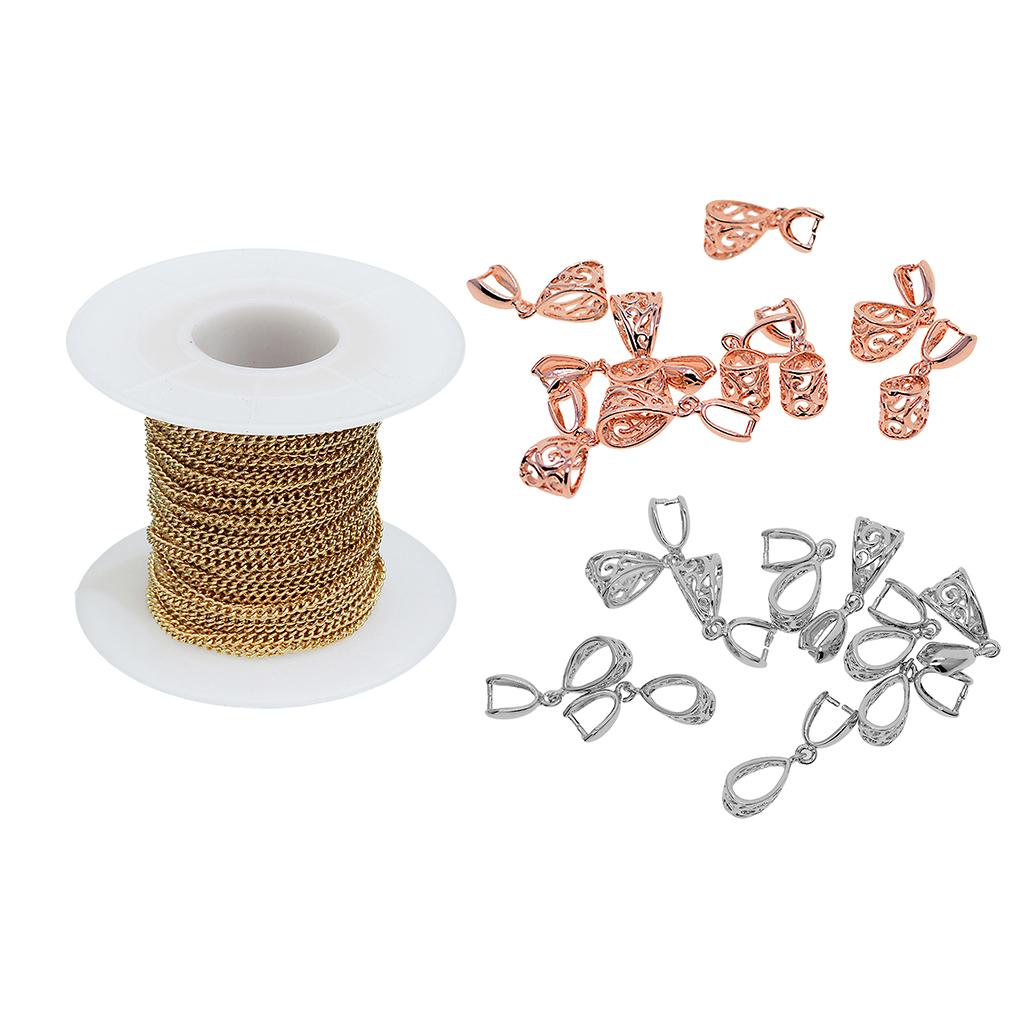 1 roll Stainless Steel Cable Chain and 20pcs pinch bail pinch clip for DIY