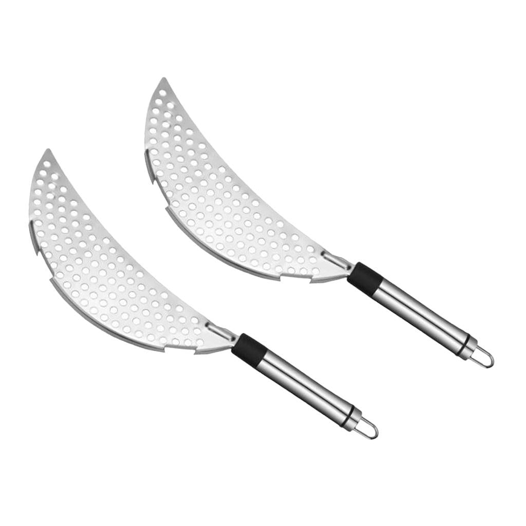 2pcs Stainless Steel Half-Moon Pan Strainer Pot Drainer Pasta Strainer