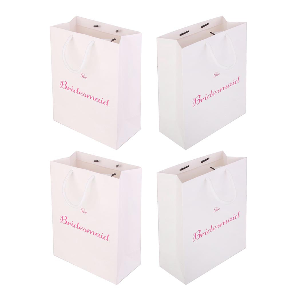 4pcs Large The Bridesmaid Wedding Party Paper Gift Favour Bag Handle White