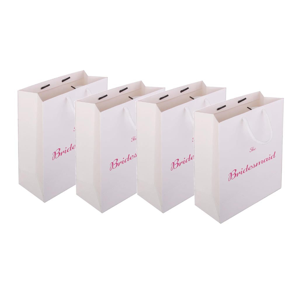 4pcs Large The Bridesmaid Wedding Party Paper Gift Favour Bag Handle White
