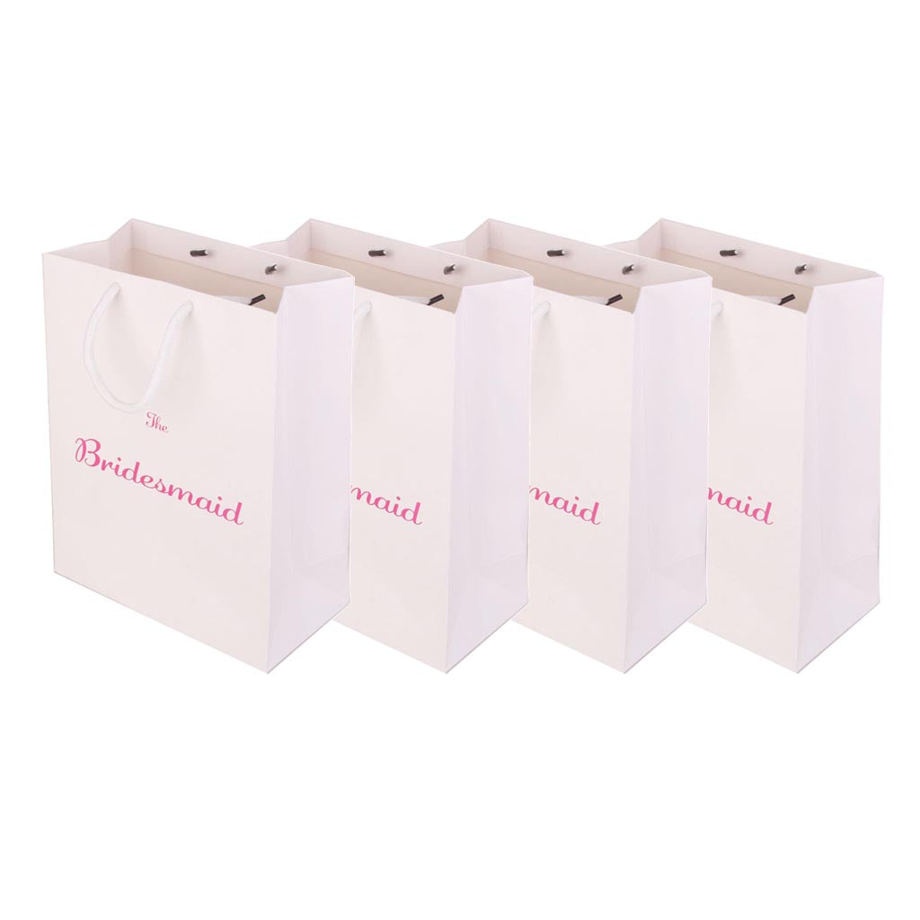 4pcs Large The Bridesmaid Wedding Party Paper Gift Favour Bag Handle White