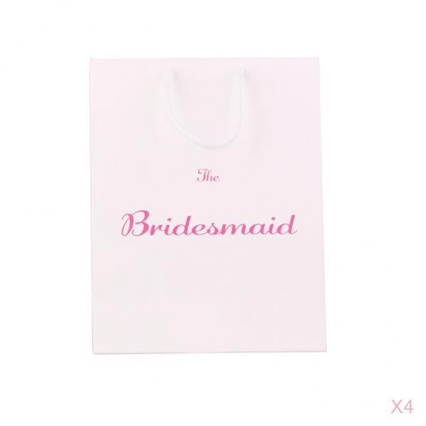 4pcs Large The Bridesmaid Wedding Party Paper Gift Favour Bag Handle White