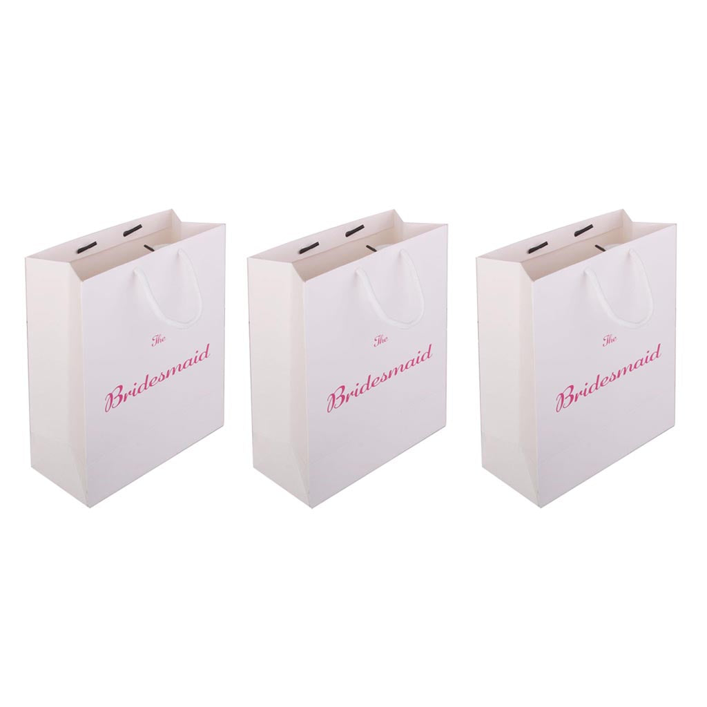 3pcs Large The Bridesmaid Wedding Party Paper Gift Favour Bag Handle White